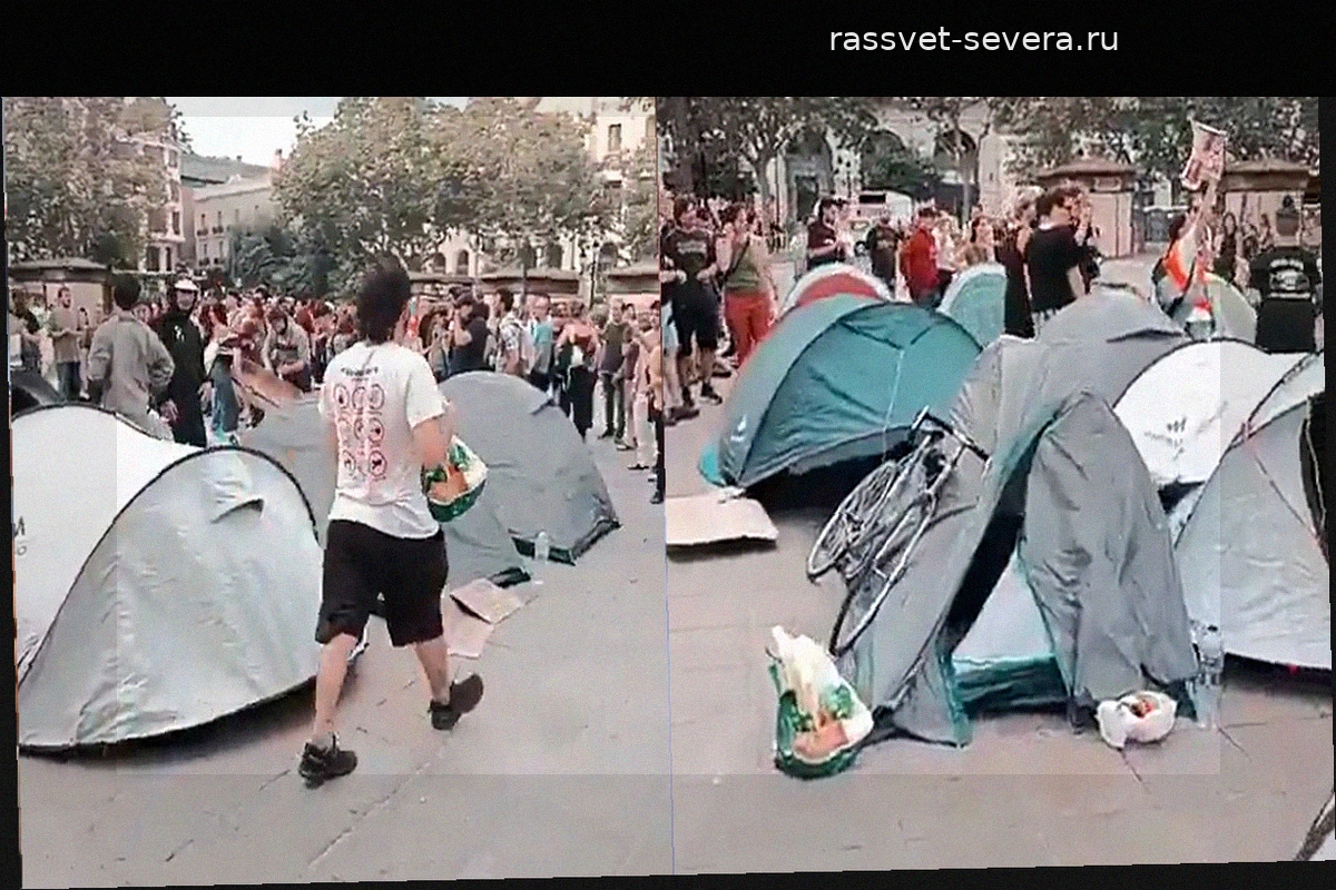 Левые активисты разбили палаточный лагерь в центре Валенсии после столкновений с полицией